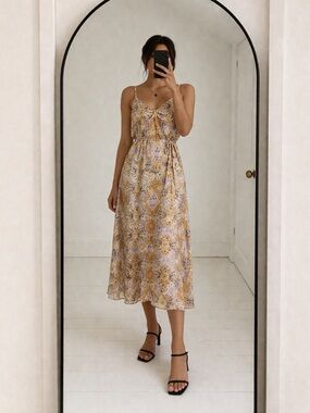 Anthropologie Tanya Blooms Floral
Prints Midi Gold Dress XS